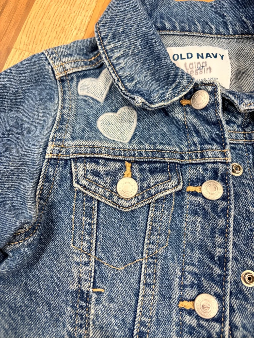Old Navy toddler girl denim jean jacket with hearts